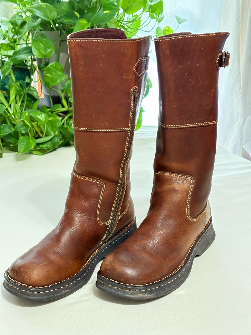 Women’s Born Brown Leather Mid-Calf Riding Boots- Size 7 / 38 MW